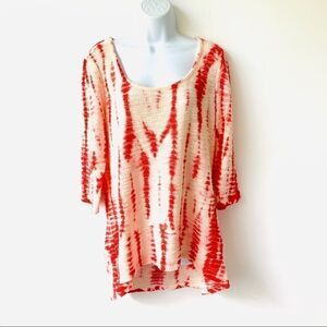 XVCI Anthropologie Isla Tie Dye High Low Top